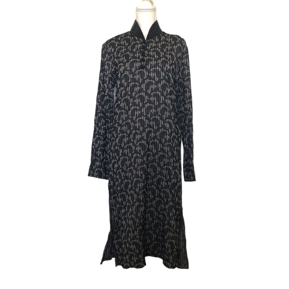 MANYAVAR Kurta Men's Size Medium Black Gray Multicolor Floral Printed